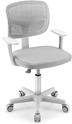 HONEY JOY Silla de escritorio para niños, silla de estudio para niños de altura ajustable, silla giratoria de malla para estudiantes, ruedas