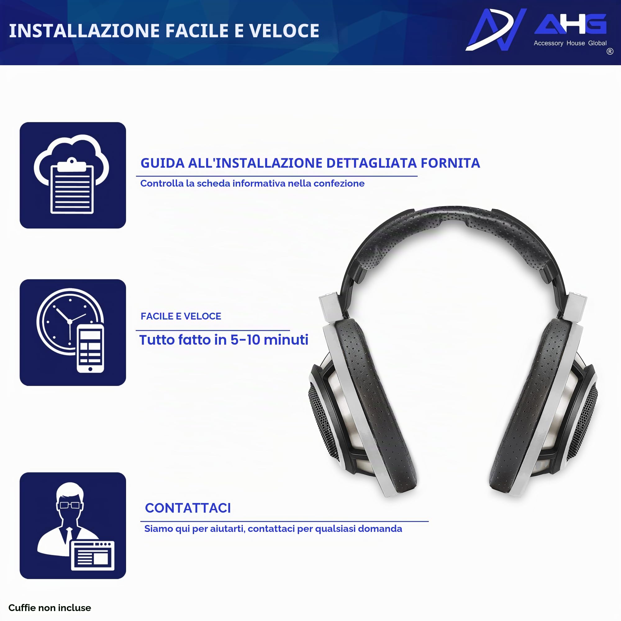 AHG Premium HD 8XX / HD 800S / HD 800 - Cuscinetti auricolari e archetto compatibili con cuffie Sennheiser HD800/Sennheiser HD800S e Drop HD 8XX. Pelle di pecora perforata, schiuma ad alta densità