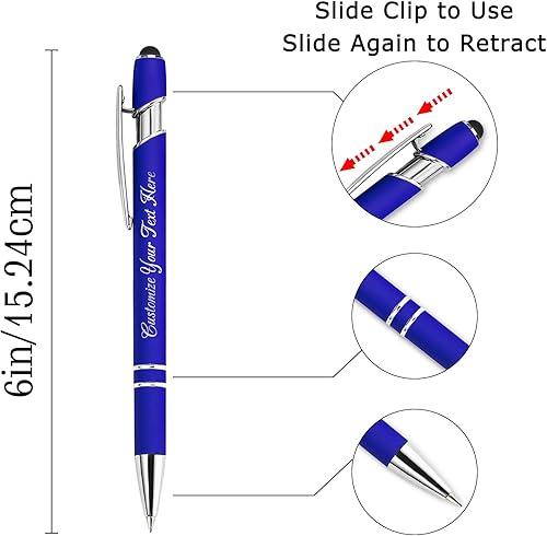 Miniatura 2 de WQingot Bolígrafos personalizados a granel con punta de lápiz capacitivo, mensaje de nombre de bolígrafo grabado personalizado, ideas de regalo para