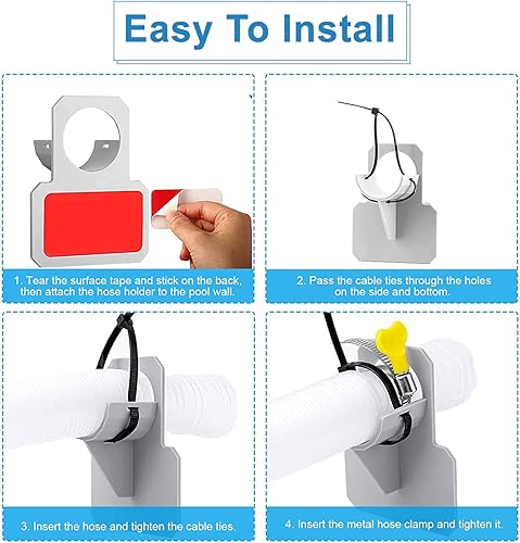 Miniatura 4 de 4 soportes para tubos de piscina, mangueras de piscina para piscinas sobre el suelo, accesorio para evitar que las tuberías se hundan, con 8 cintas,