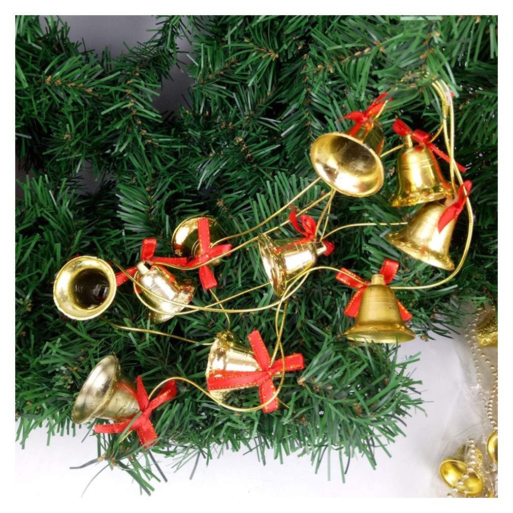 DHRH christmas lights,Christmas Ornaments Golden Bells String, 2 Pack Xmas Tree Hanging Decorations Festive Season Pendant - Home Party Supplies(4.9Ft)