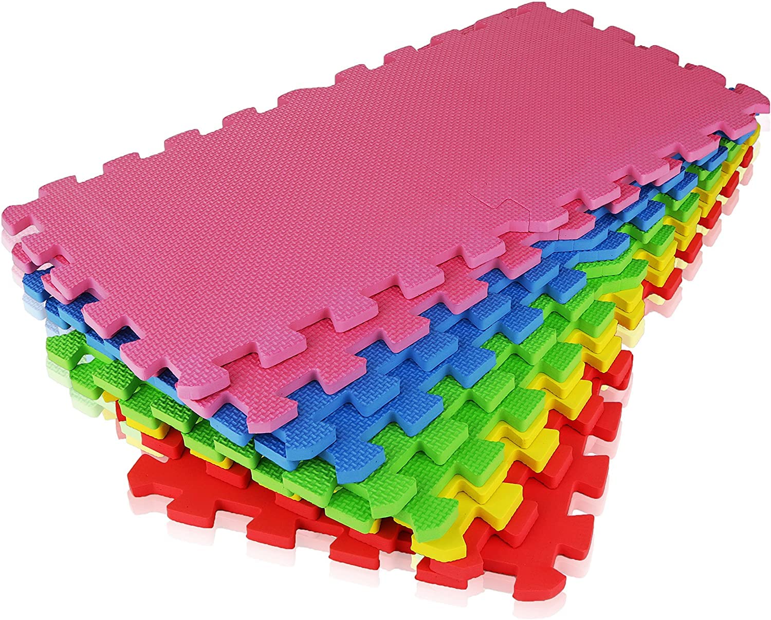Tappeto Puzzle per Gattonamento Bambini - Set 18 Pezzi 30x30cm Con Bordo