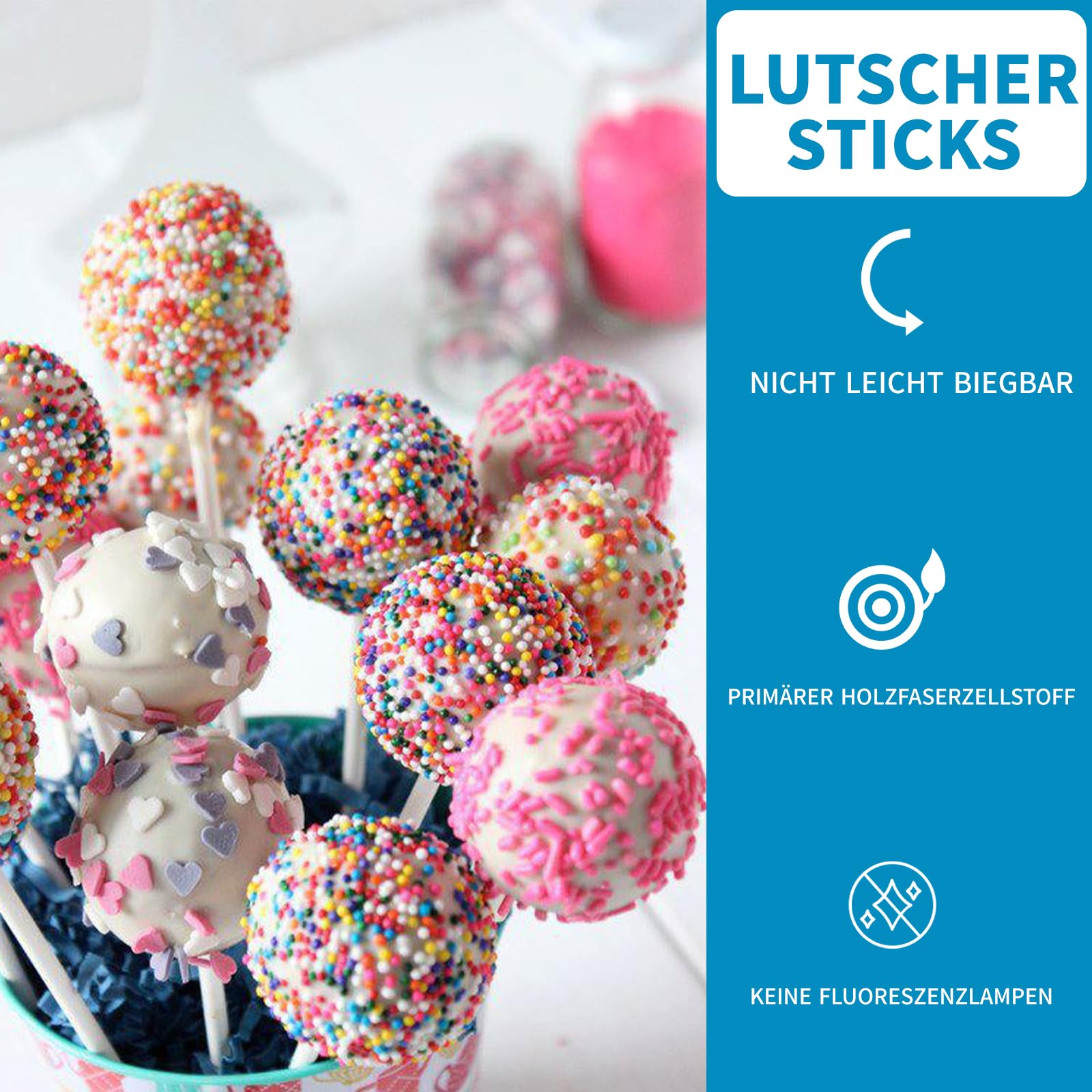 ORGYAML Cake Pop Stiele 200 Stück - 10cm Papierstiele Weiß