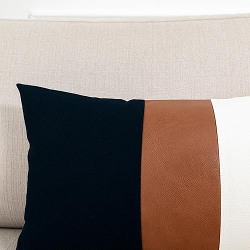 Miniatura 5 de Juego de 2 fundas de cojín decorativas lumbares de color azul marino de 12 x 20 pulgadas para sala de estar, sofá y cama, funda de cojín rectangular