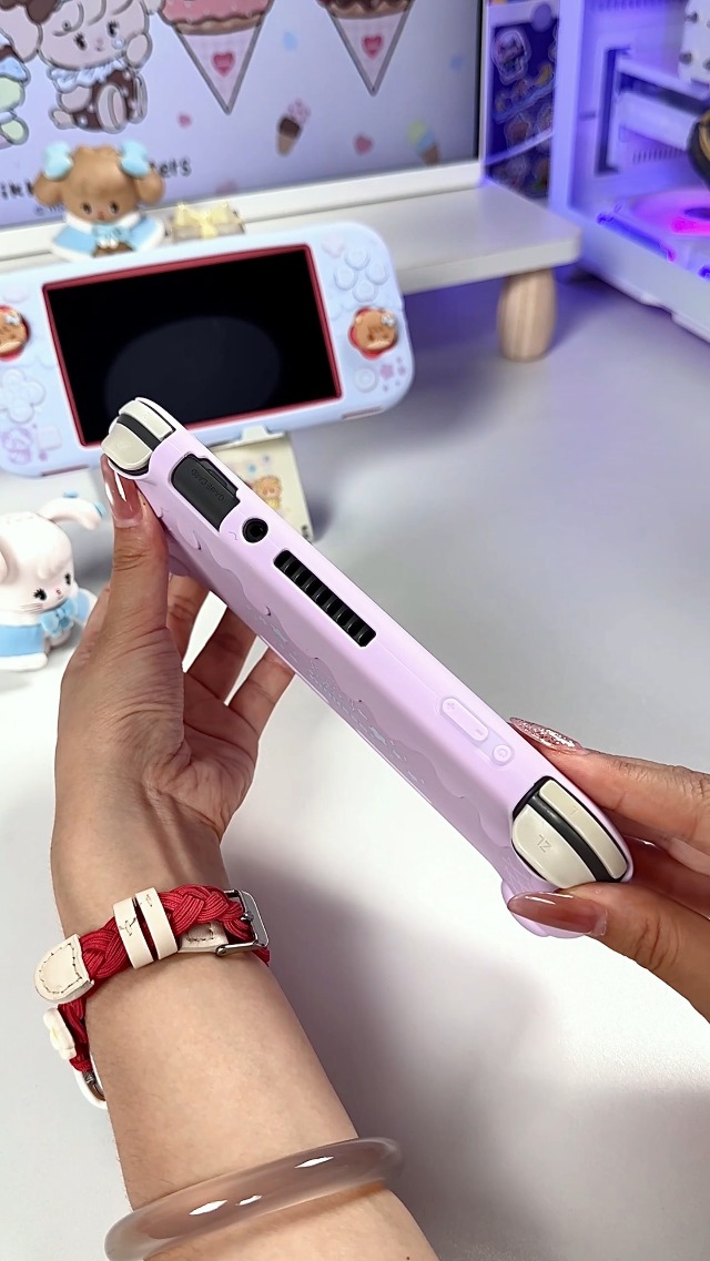 Silicone Cover For Switch Lite GeekShare Cute Mikko Silicone Case For Switch Lite - Protective Shell With 2 Thumb Grips (Purple) Cute Ice Cream Design Case