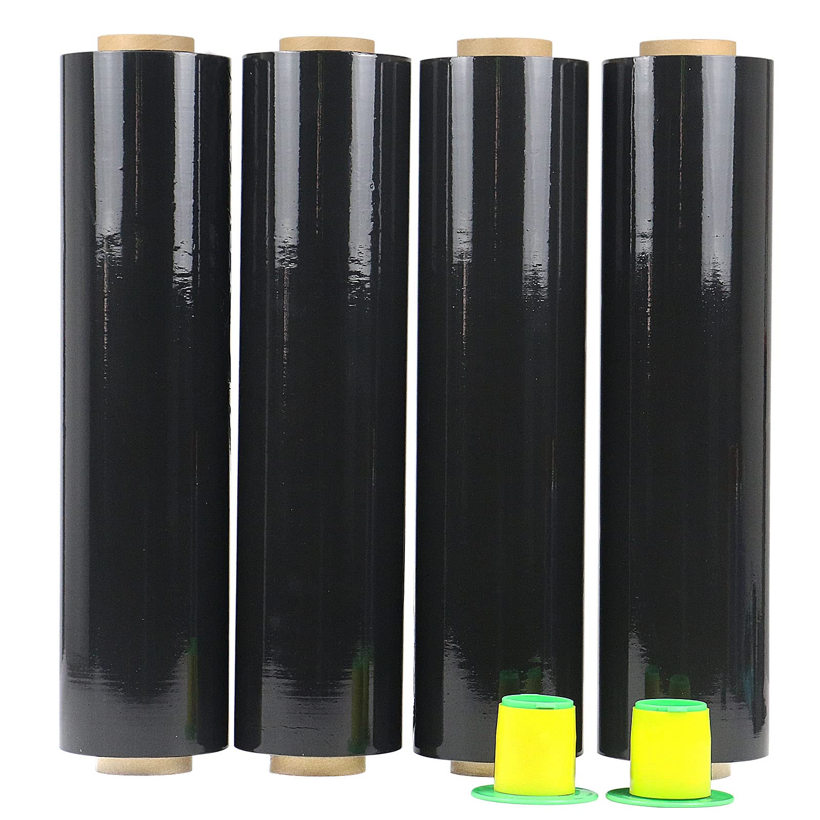 4 Pack Industrial Negro Pallet Stretch Wrap Cling Film 20mic 400mm 260m con plástico rollo handle.Durable Self Adhering embalaje, embalaje, Heavy Duty Shrink Film BOMEI PACK