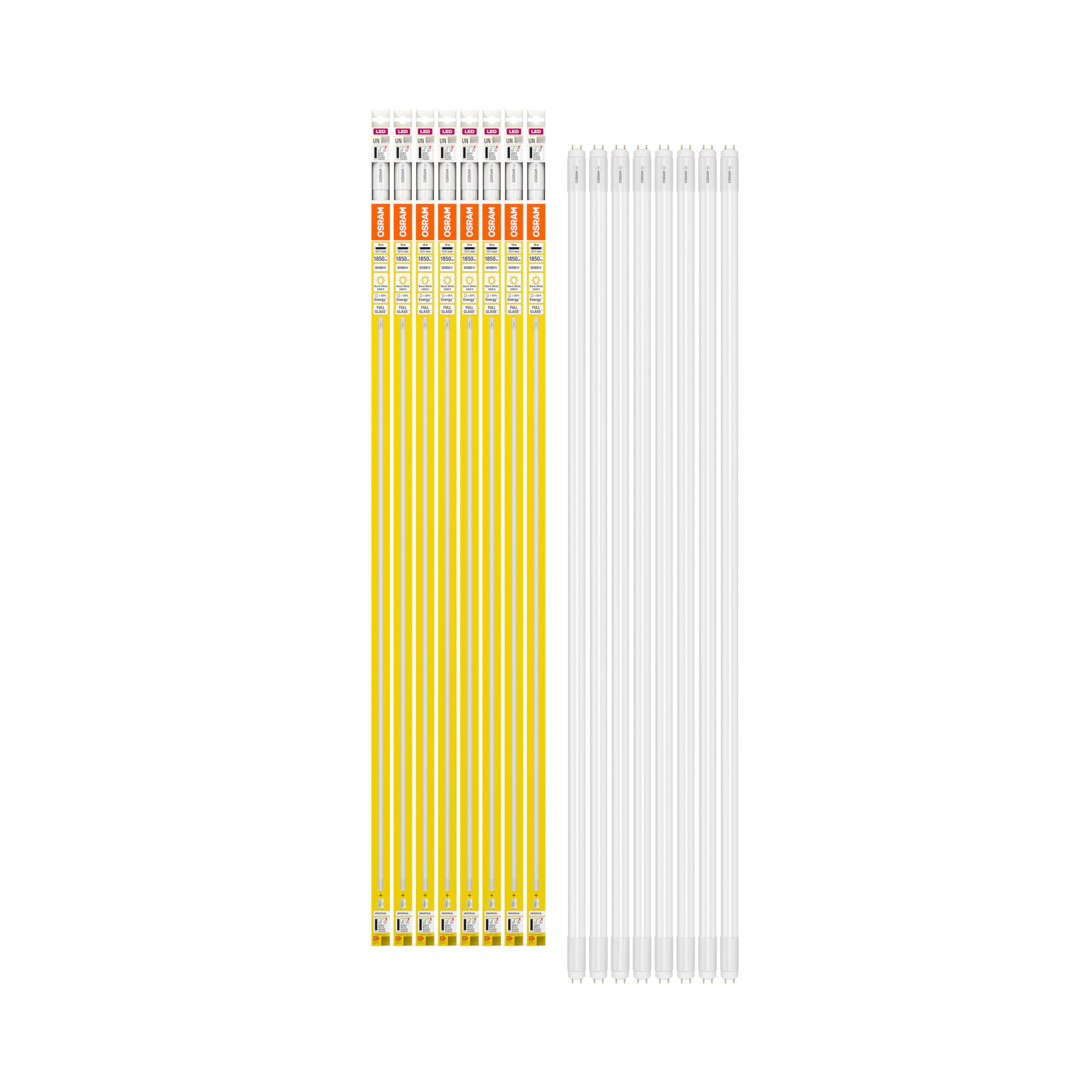 Osram LED-Röhren für elektronische und elektromagnetische Vorschaltgerät, 18 W, G13, Tube, double-ended, 3000 K, LEAD FREE Glas, Warm weiß, 8-er Pack