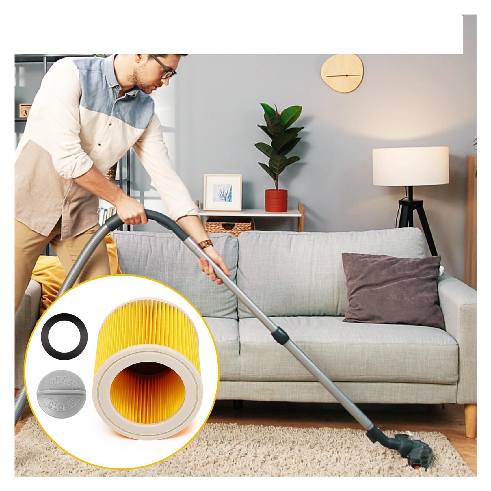 Filtro seco húmedo Compatible con Karcher WD1 WD2 WD3 MV2 MV3 WD2250 WD3.200 A2004 A2054 A2204 A2656(2pcs)