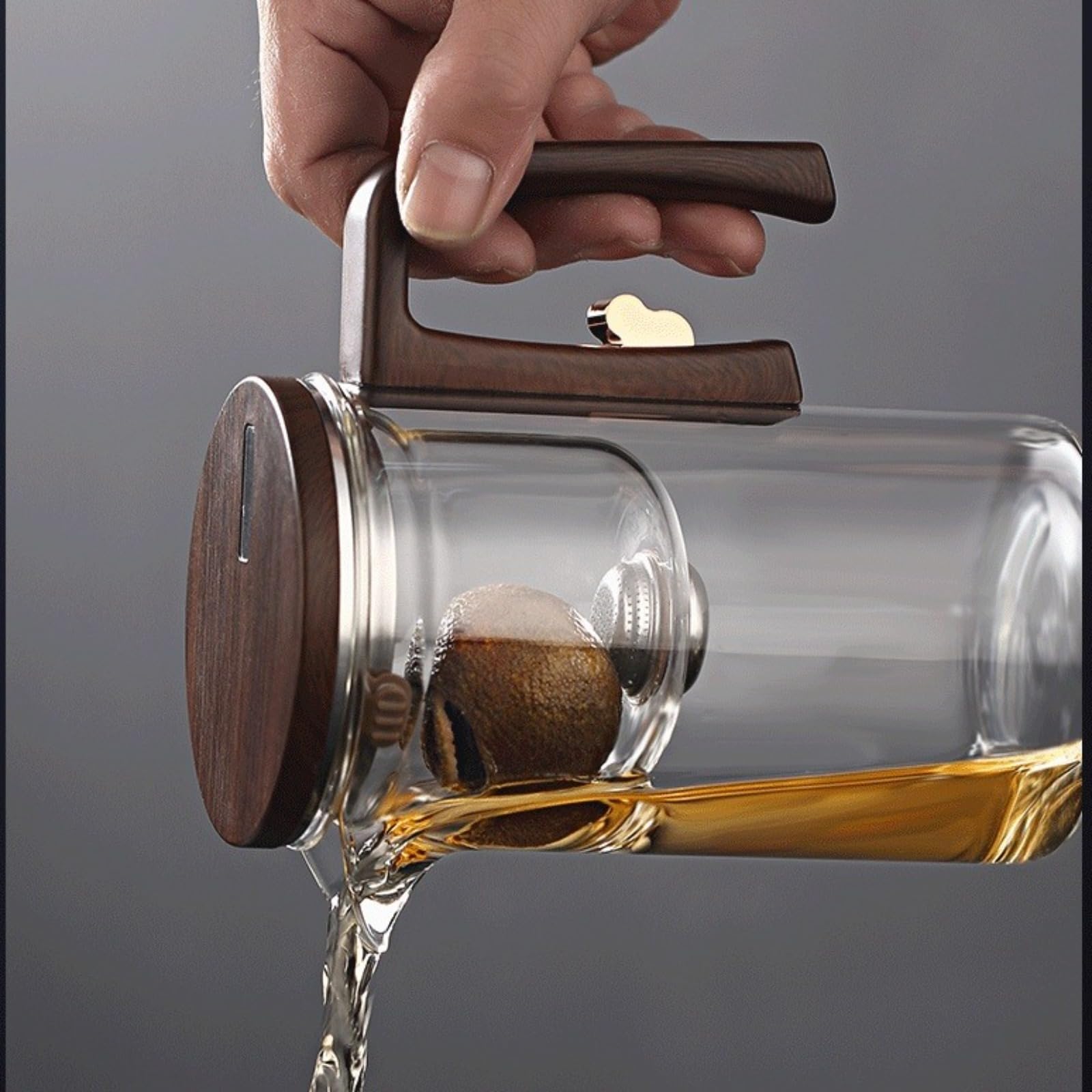 Magische Teekanne – Glas-Teekanne mit Holzgriff, einzigartiges Enchanti-Tee-Ei, perfekt zum Aufbrühen von grünem und schwarzem Kräutertee für Teeliebhaber