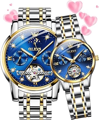 OLEVS Automatic Women Watches Diamond Tourbillon Dress Wrist Watches Moon Phase Waterproof Luminous