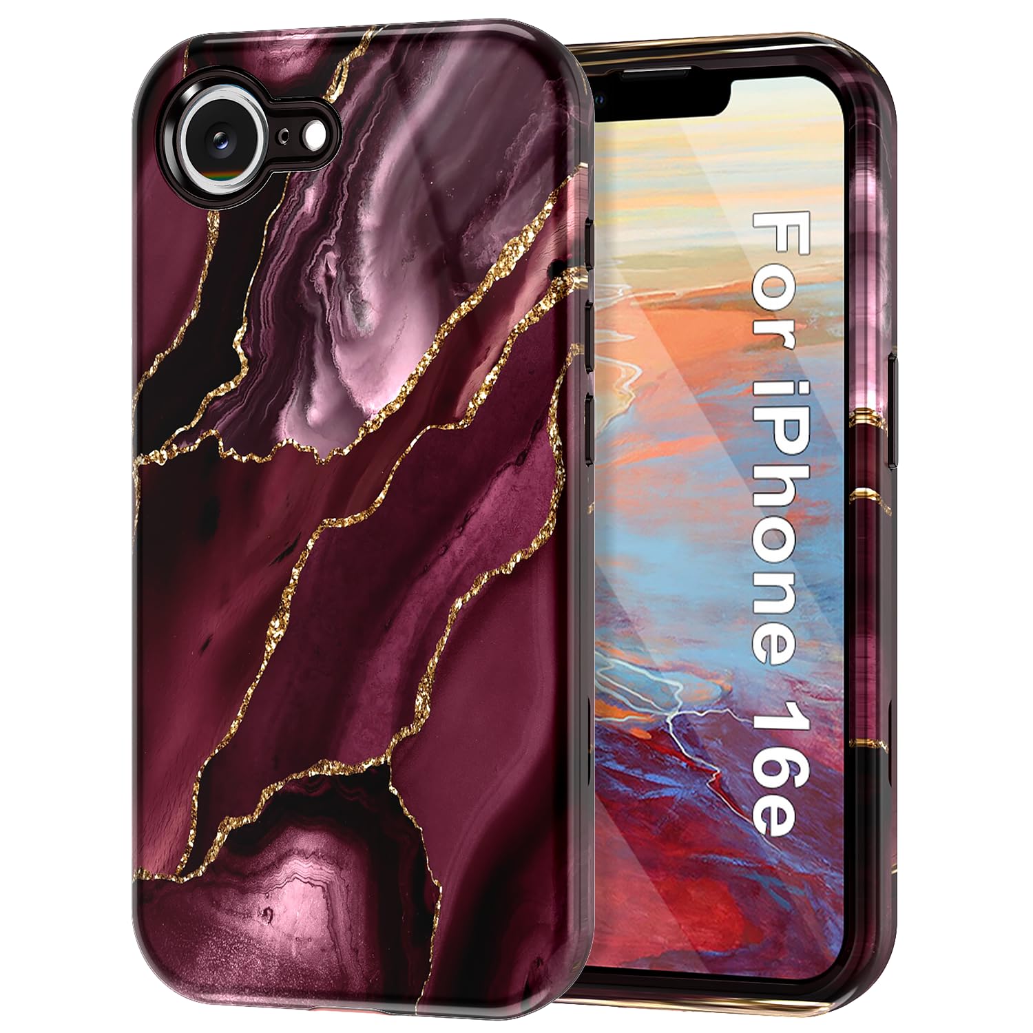 Btscase for iPhone 17e Case/iPhone 16e Case,[Military Grade Drop Tested] Marble Pattern Design Slim Rugged Shockproof Women Girls Men Protective