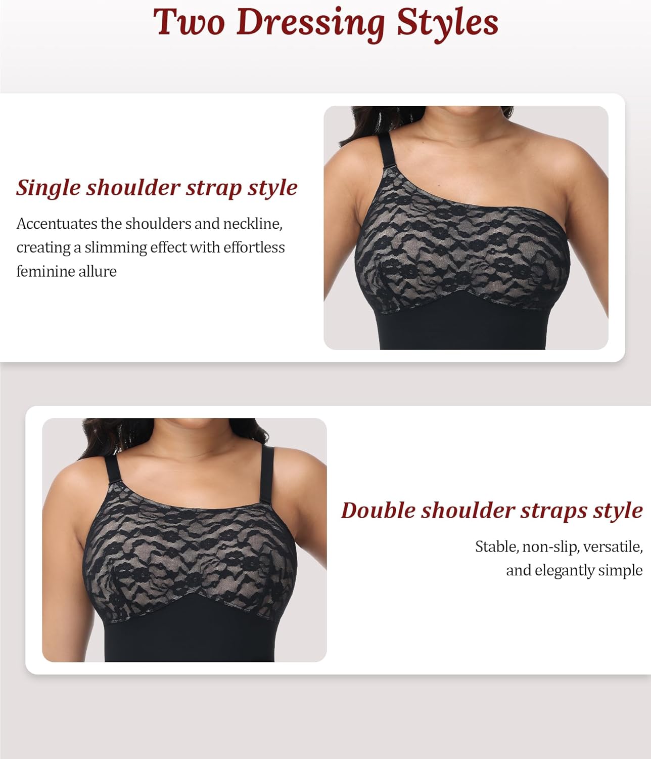 SHAPESHE Lace Seamless Strapless Shapewear for Women Tummy Control Bodysuit Butt Lifting Full Body Shaper