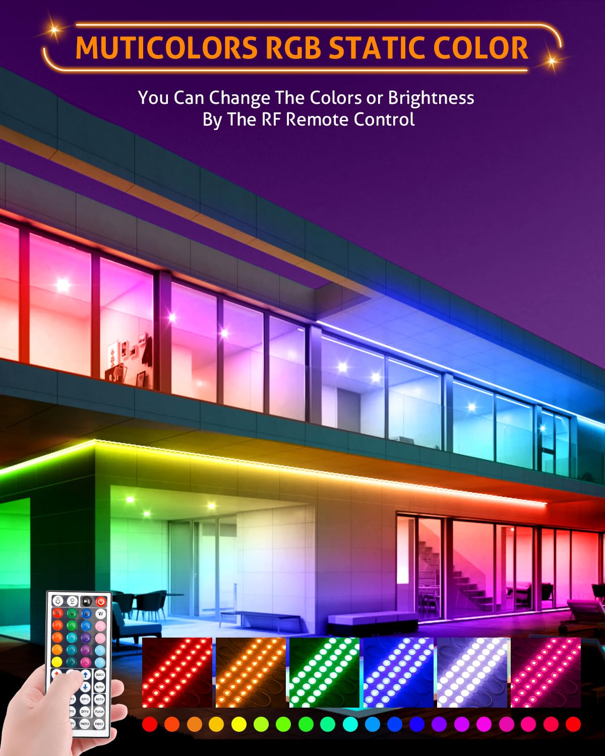 WICHEMI 50FT LED Light Modules for Business Window Light Commercial Storefront Lights 100PCS LED Module for Signs 0.92W 3 LED 5050 SMD RGB Adhesive Waterproof Strip Lights for Store Advertising Décor