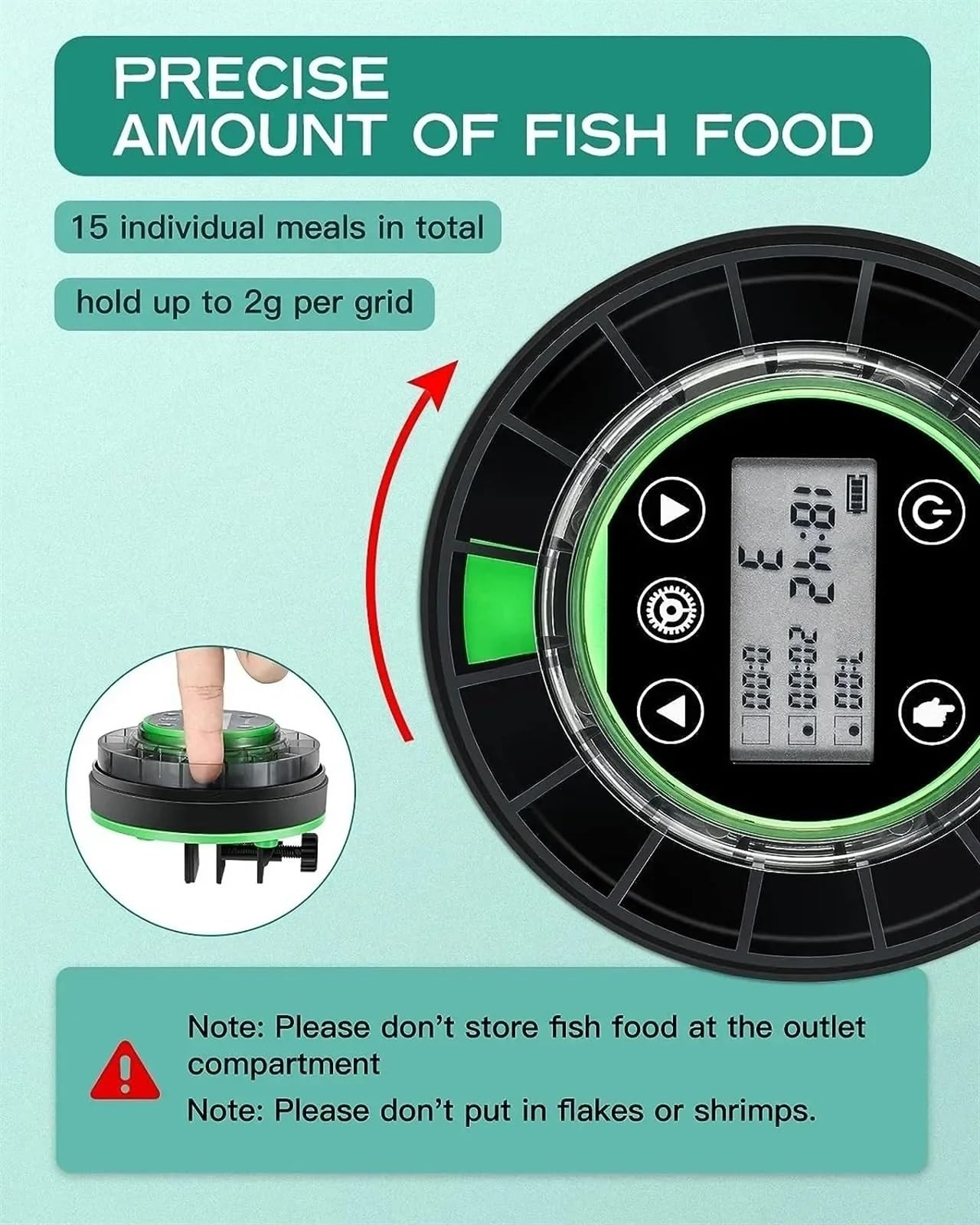 Mangiatoia Automatica per Pesci, Mangiatoia Automatica for Pesci for Acquario Distributore Automatico di Cibo con Timer Alimentatore con Timer Ricaricabile con Cavo USB Display LCD per Acquario