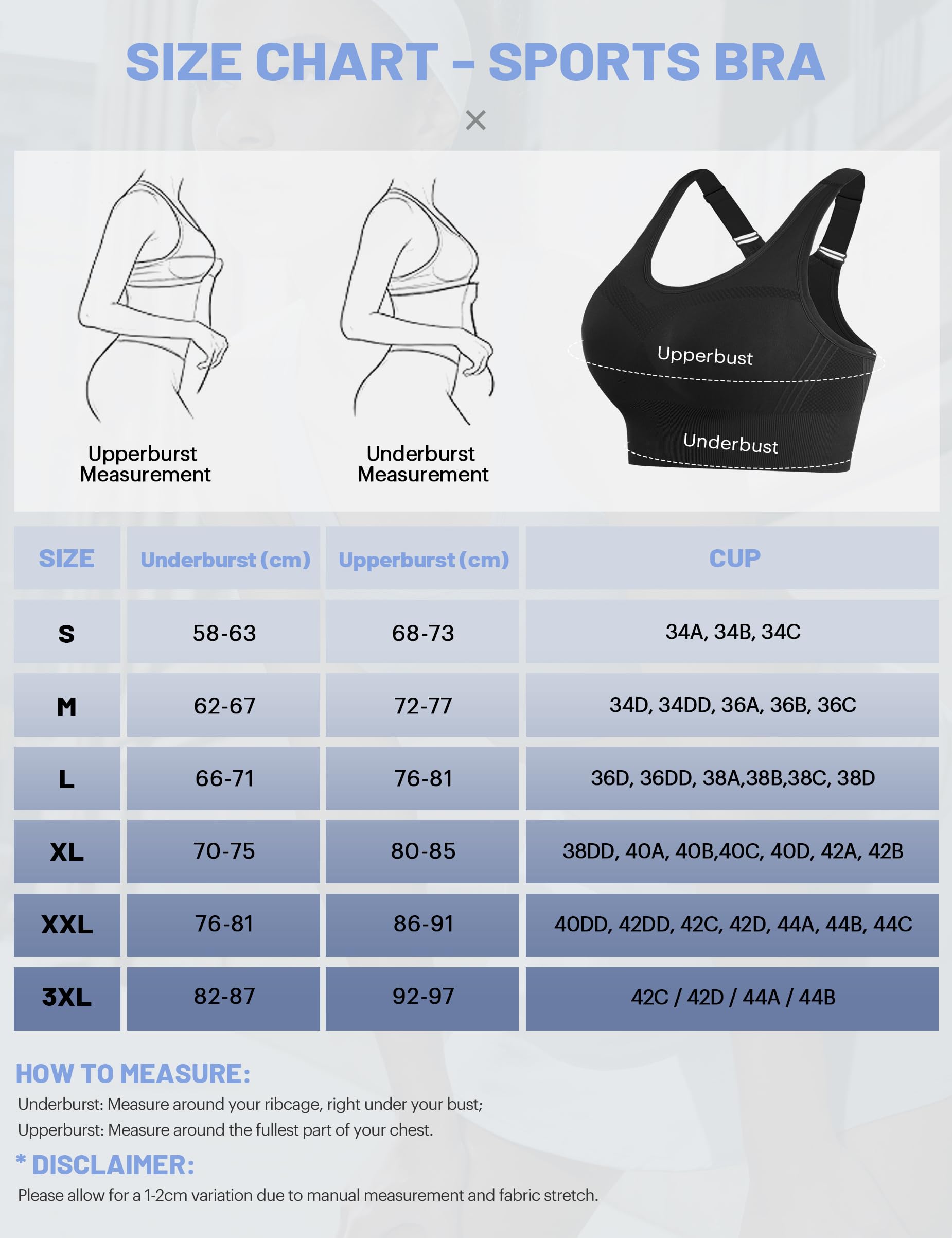 Litherday Sujetador Deportivo Mujer Alto Impacto sin Aros con Almohadillas Extraíbles Bra Deportivo Push Up para Yoga Running Fitness y Entrenamiento Tallas S-XXL