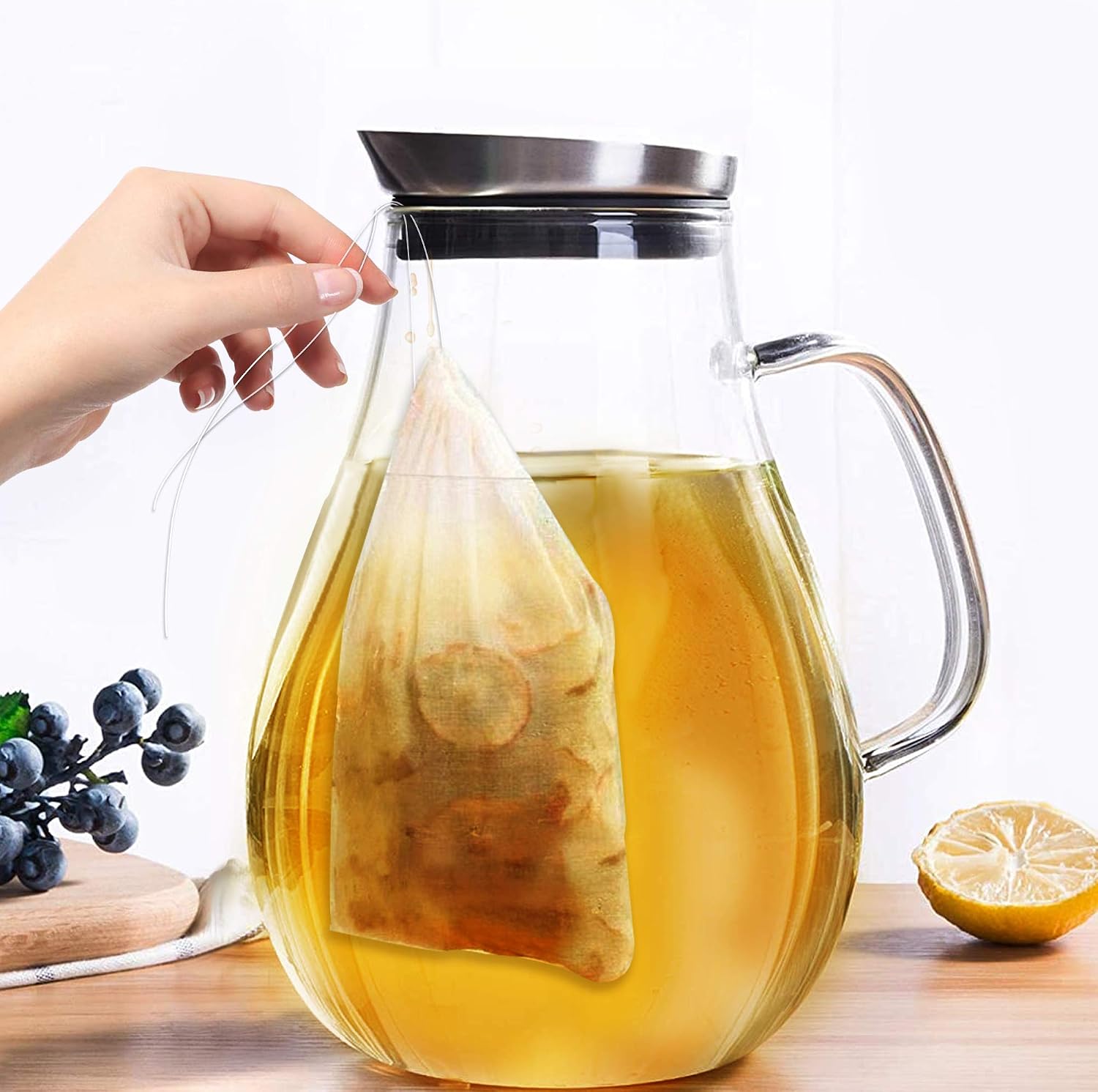 200 Pcs Disposable Tea Filter Bags, 4" x 6" /10 x 15cm Safe&Natural Cotton Muslin Material Empty Tea Bags with Drawstring, Tea Infuser for Loose Leaf Herd Coffee