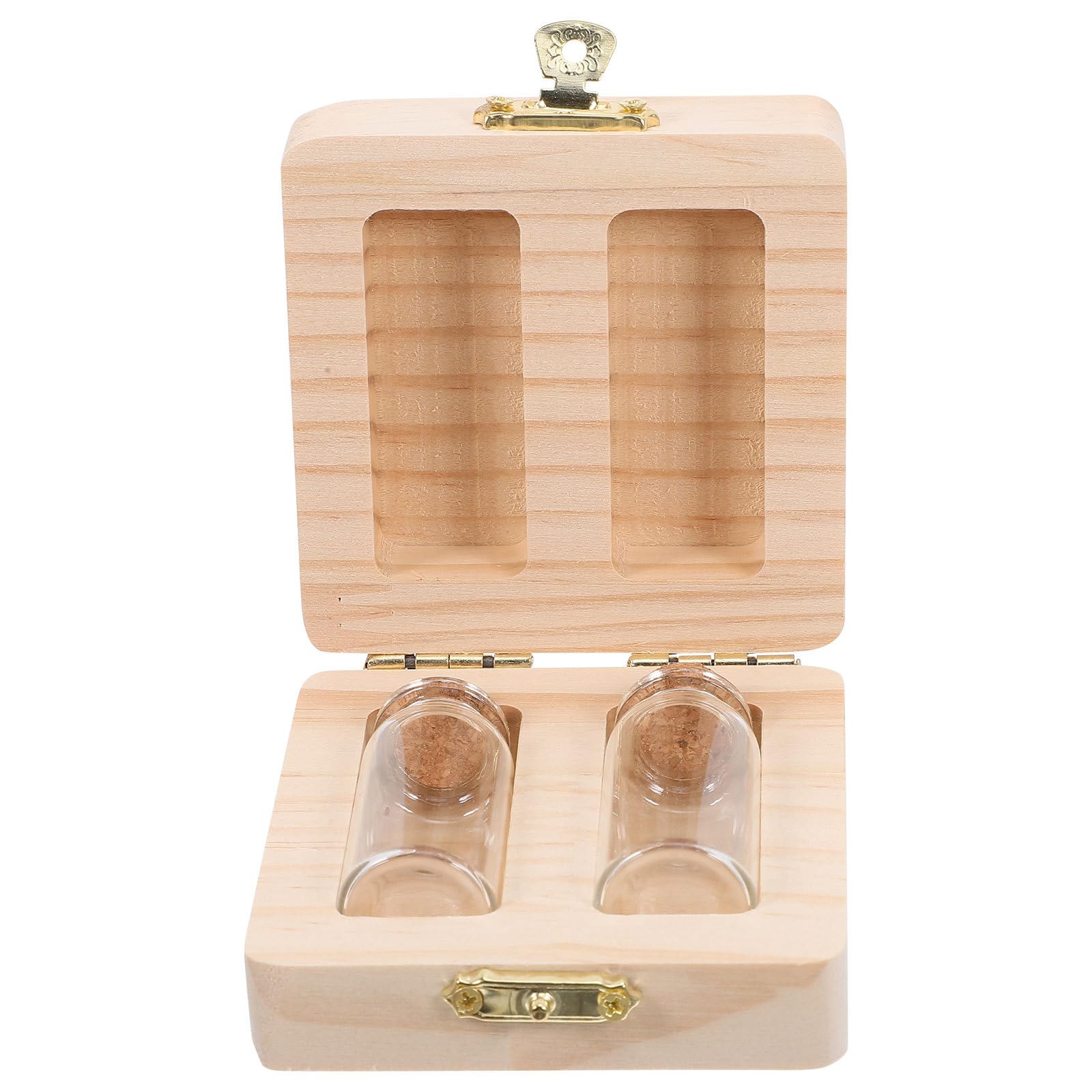 CIYODO Caja De Madera Para Guardar Recuerdos De Bebé – Organizador De Cordón Umbilical Y Cabello Fetal, Botella De Almacenamiento Transparente, Decorativa Y Portátil, Medidas 8x8x3.5 Cm
