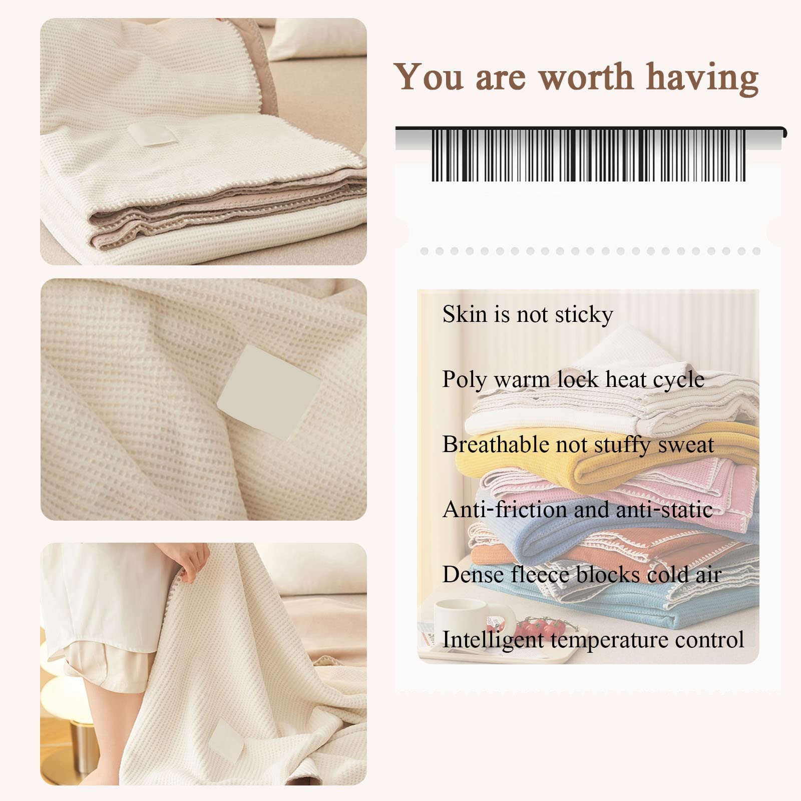 Coperta in 100% cotone, coperta lavorata a maglia per divano e letto, morbida coperta in maglia con nappa, soffice con 2 federe quadrate, per casa, viaggi in auto, viaggi in aereo, picnic, hotel (C