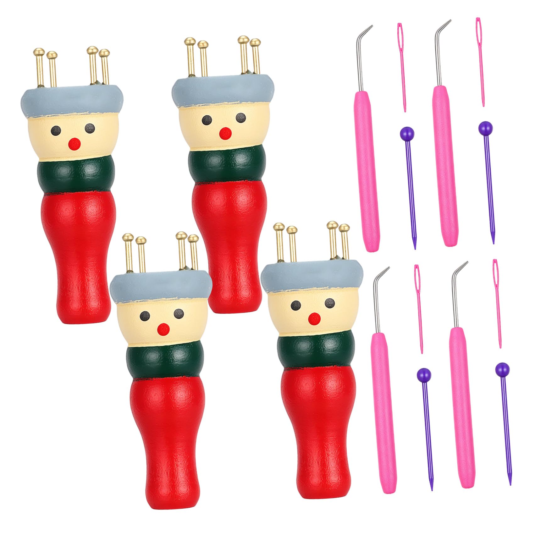 TOYANDONA Wooden Knitting Dolls Kit for Beginners, 4 Piece Craft Set