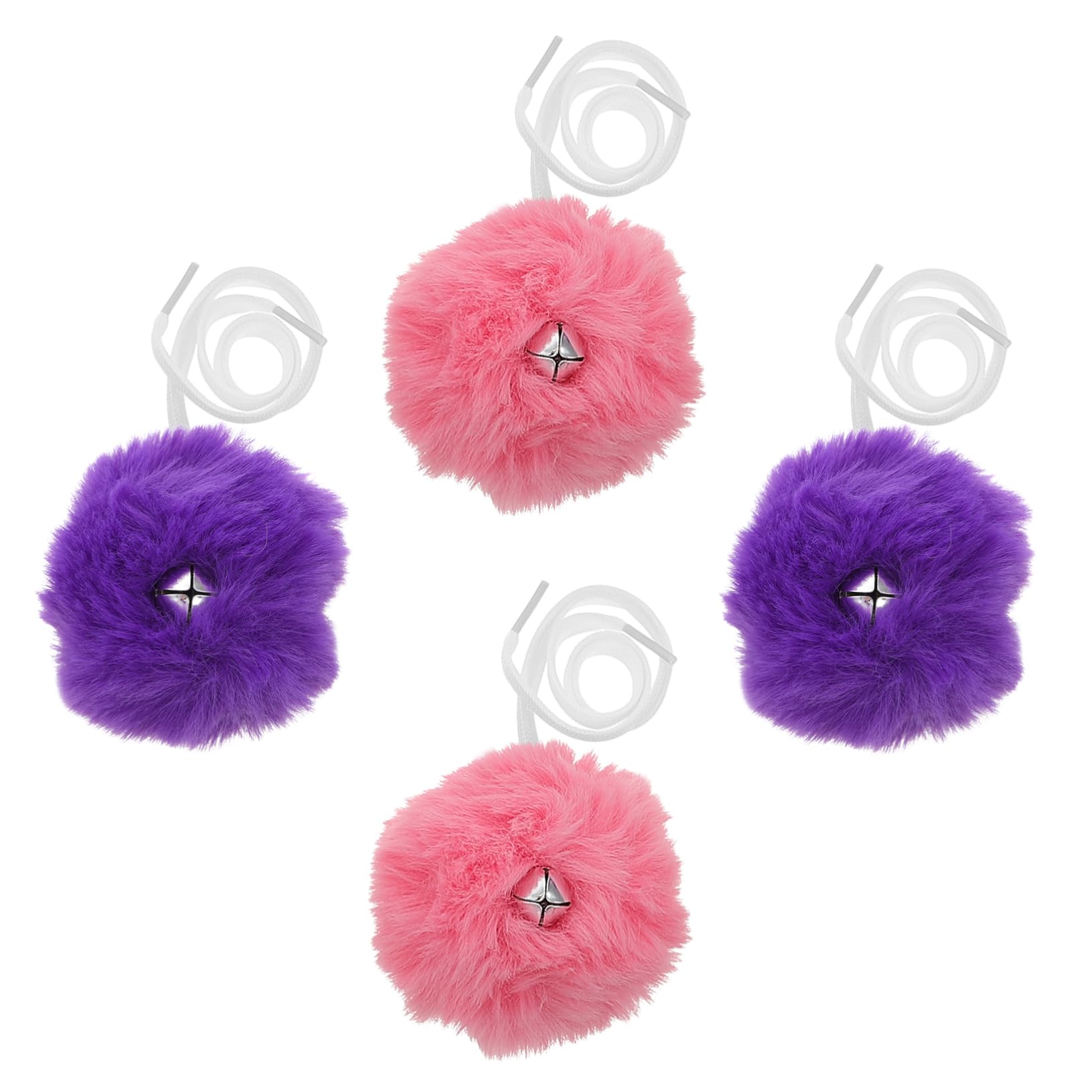 CONGARTENO 2Pairs Fuzzy Pom Poms Roller Skates Laces with Bells Cute Decor for Ice Skates and Roller Skates