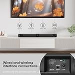 Barre de son pour Smart TV, 80W Barre de son avec quatre woofers, Tweeters double corne, 2.0 Chaîne TV Monsieur le Président, 2 en 1 Conception amovible, BT/ARC/AUX/Connexion optique, Système de son surround pour TV/PC