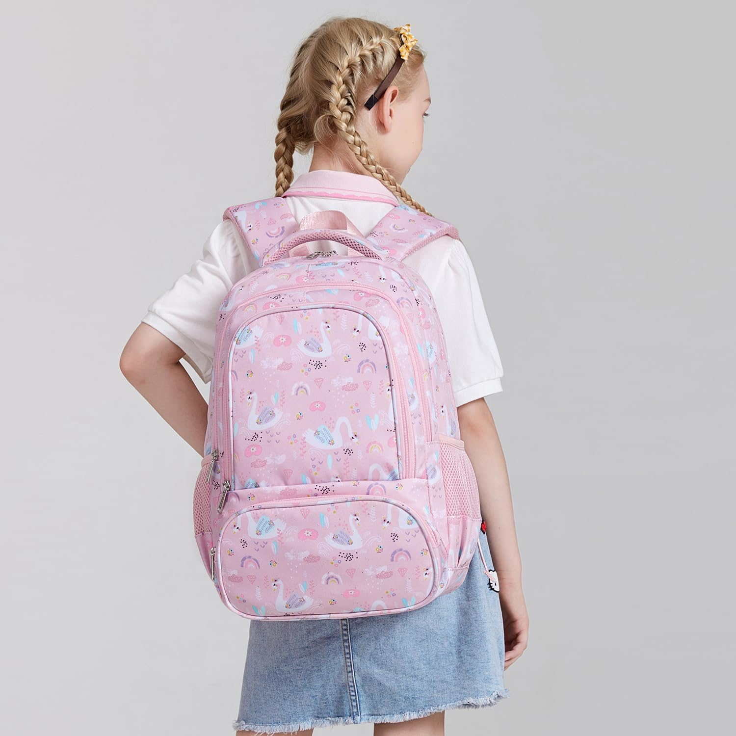 abshoo Lightweight Swan Kids Backpack For School Girls Elementary Kindergarten Bookbag School Bags (Swan) - Image 6