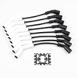 9070C Spark Plug Wire Extreme 9000 Ceramic Boot Compatible with GM LS3 LS4 LS7 Engines(Black White, 8pcs)