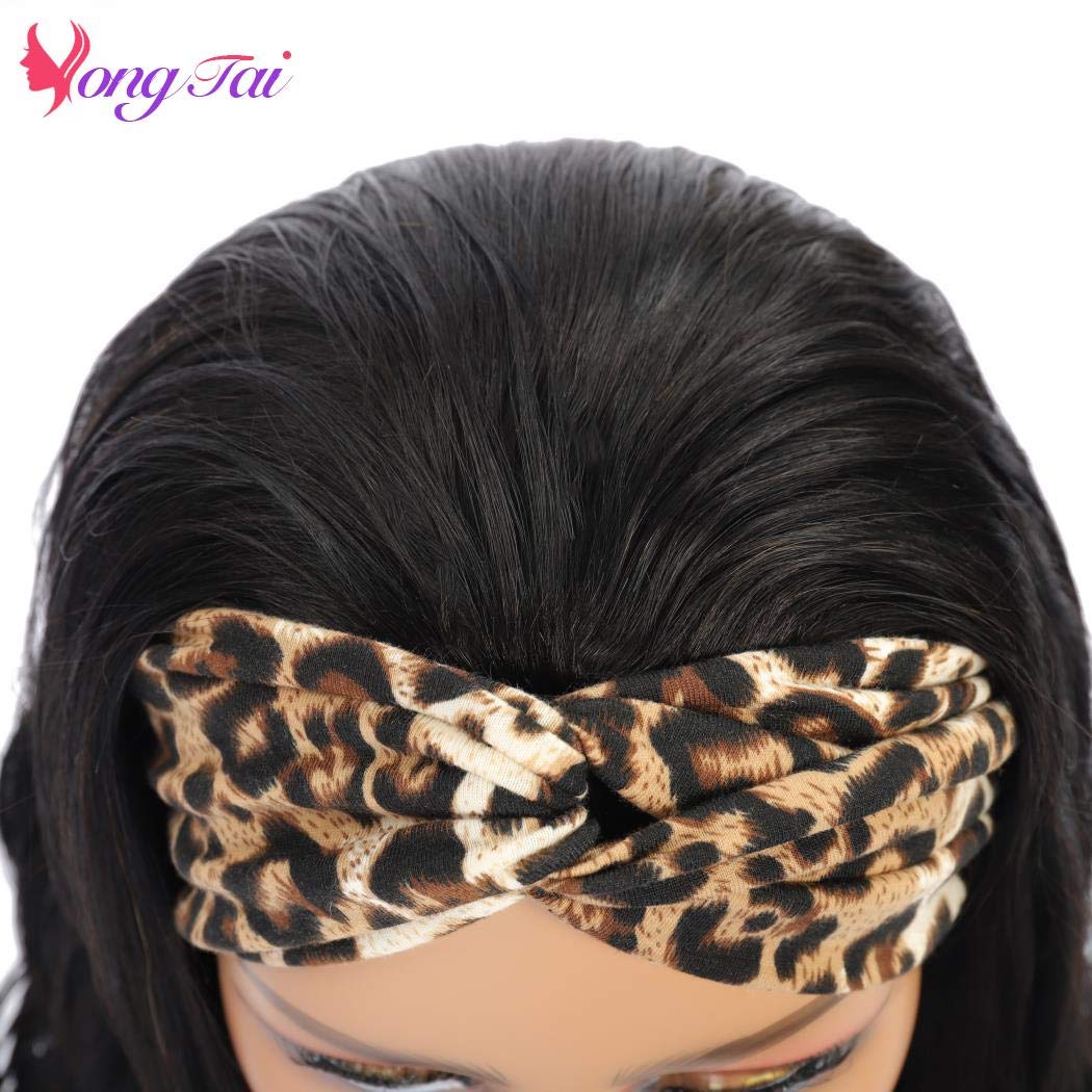 Headband Wigs for Black Women - Brazilian Body Wave None Lace Front Human Hair Wigs Glueless Machine Made 150% Density Headband Wigs Natural Color 10 Inch