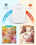 BEICHEN Mini Réfrigérateur [Amélioré], Réfrigérateur Compact à Refroidissement Rapide 4 Litres/6 Can Réfrigérateur de Soins de la Peau, Réfrigérateurs Refroidisseurs et Réchauffeurs pour Chambre, Cosmétiques, Bureau et Voiture (Blanc)