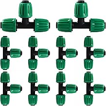VooGenzek 10Pcs 16mm Irrigation Fittings, Tee Connectors with Barbed Drip Irrigation, Drip Irrigation Adapter, Drip Tubing Barbed Connectors, Lawn Gardens (Green)