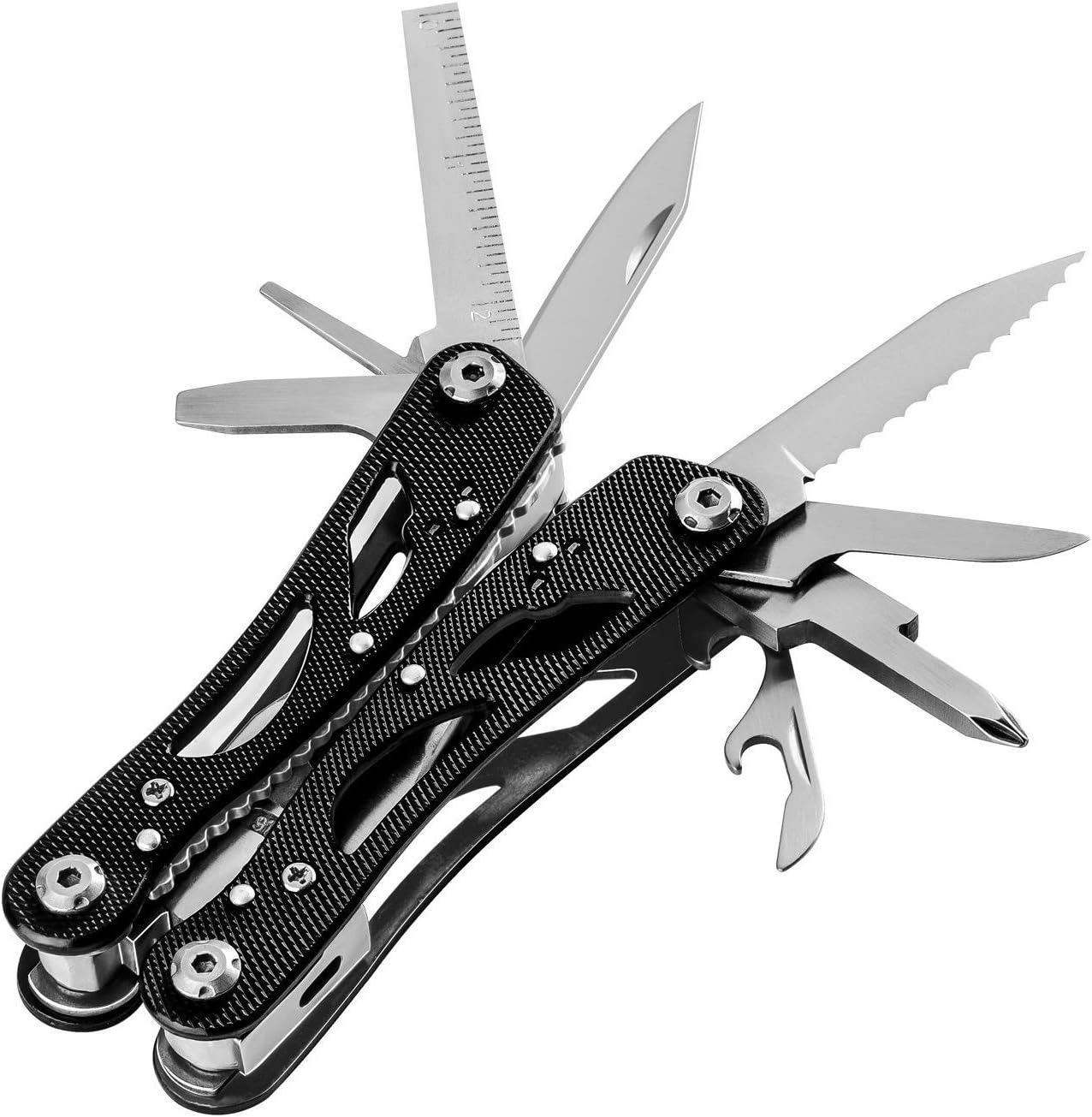 Multi tool with Pliers, Knife Bottle Opener Screwdriver Saw - Perfect for Outdoor Survival Camping Fishing & Hiking 11 in 1 Plus 11 Bits