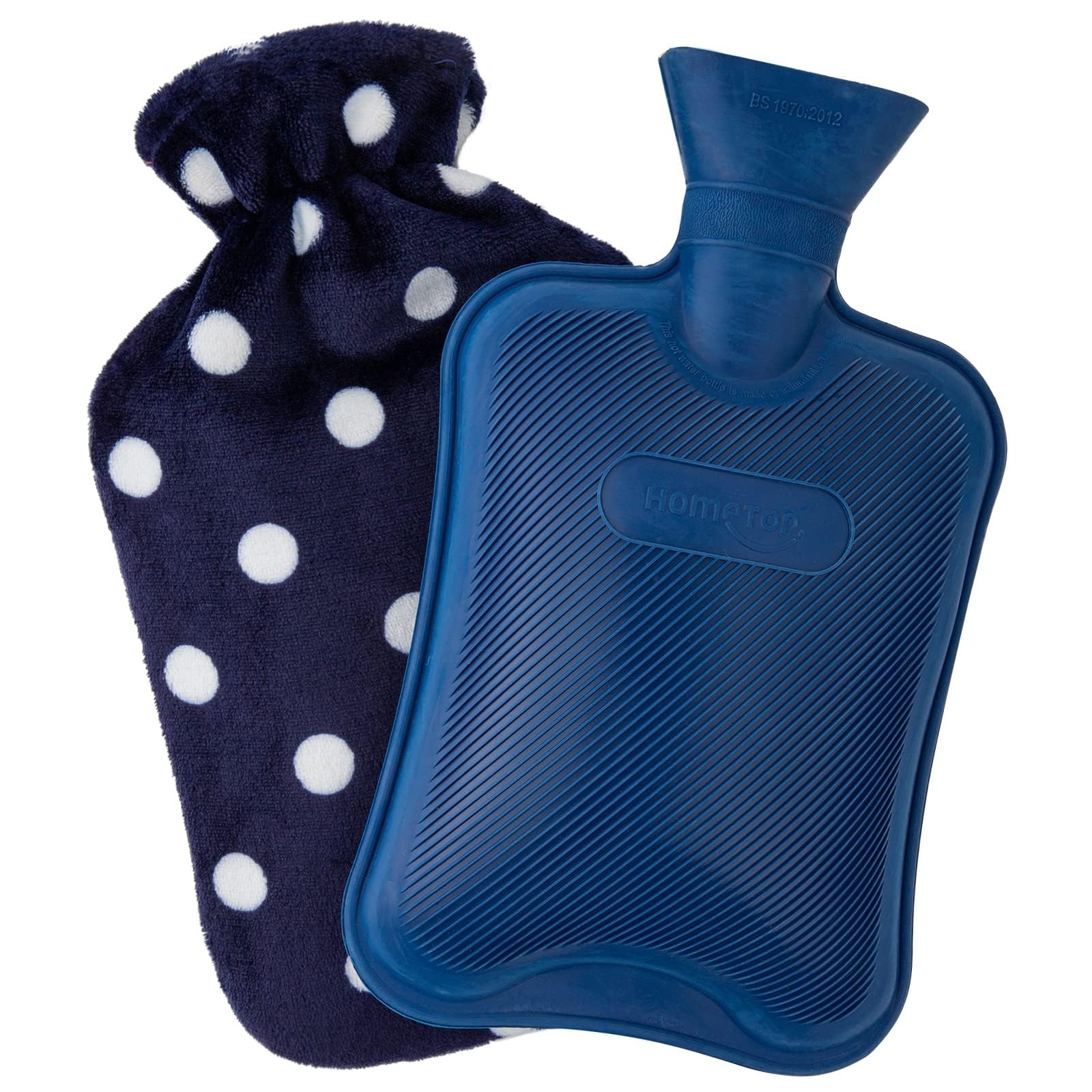HomeTop Premium Classic Rubber Hot or Cold Water Bottle with Soft Fleece Cover