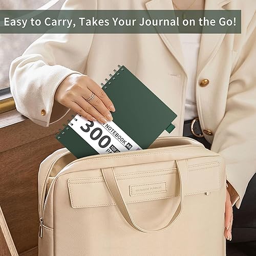 Miniatura 15 de AHGXG Cuaderno de papel cuadriculado, cuaderno en espiral de 300 páginas, cuaderno de papel de cuadrícula A5, papel grueso de 3.53 oz/m², diarios