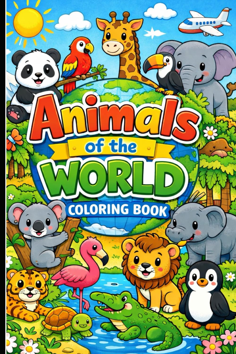 Animals of the world colouring book