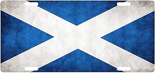 Scotland Flag License Plate St Andrew's Cross Patriotic Emblem Dirty Version