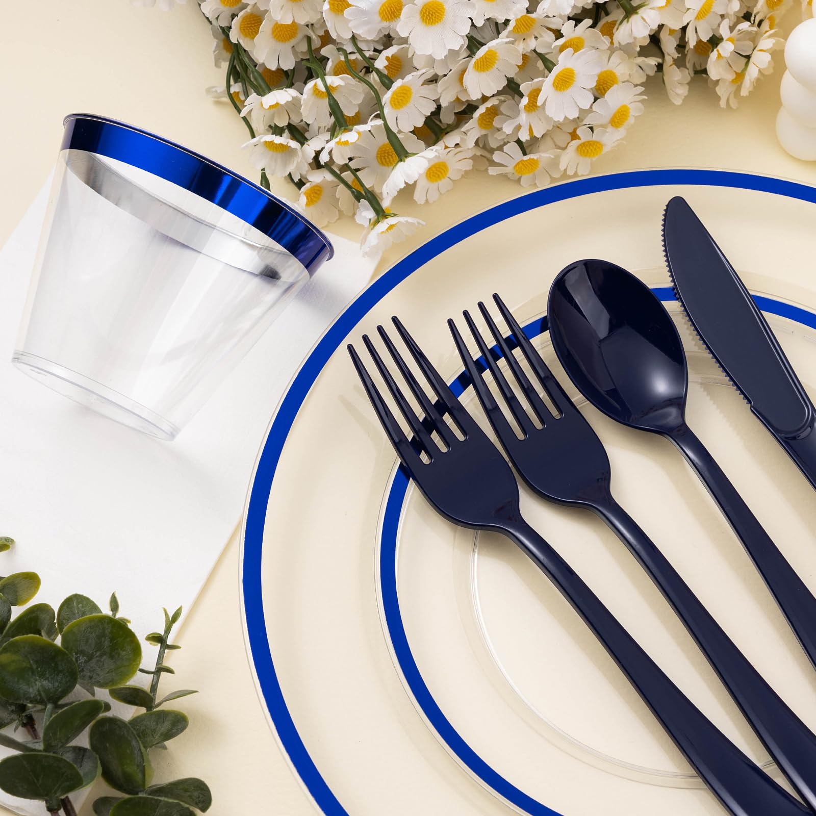 Beststar 350PCS Disposable Dinnerware Sets - 50 Guests -6 Beststar 350PCS Disposable Dinnerware Sets - 50 Guests -6