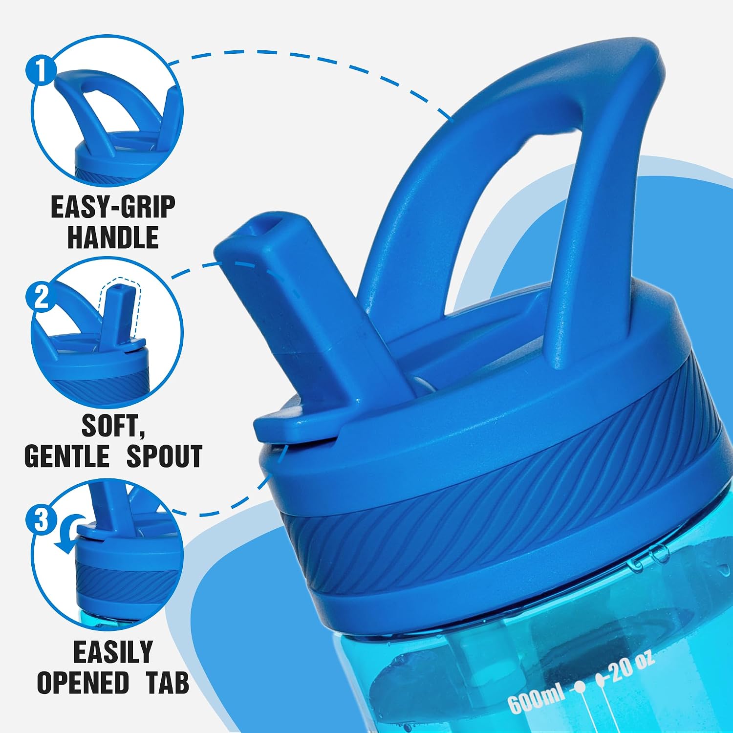 Oldley 20oz Kids Water Bottle Straw