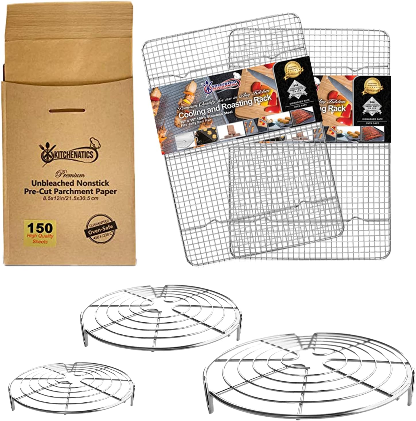 Stainless Steel Set Racks for Oven Use 3 Pc Round Cooling