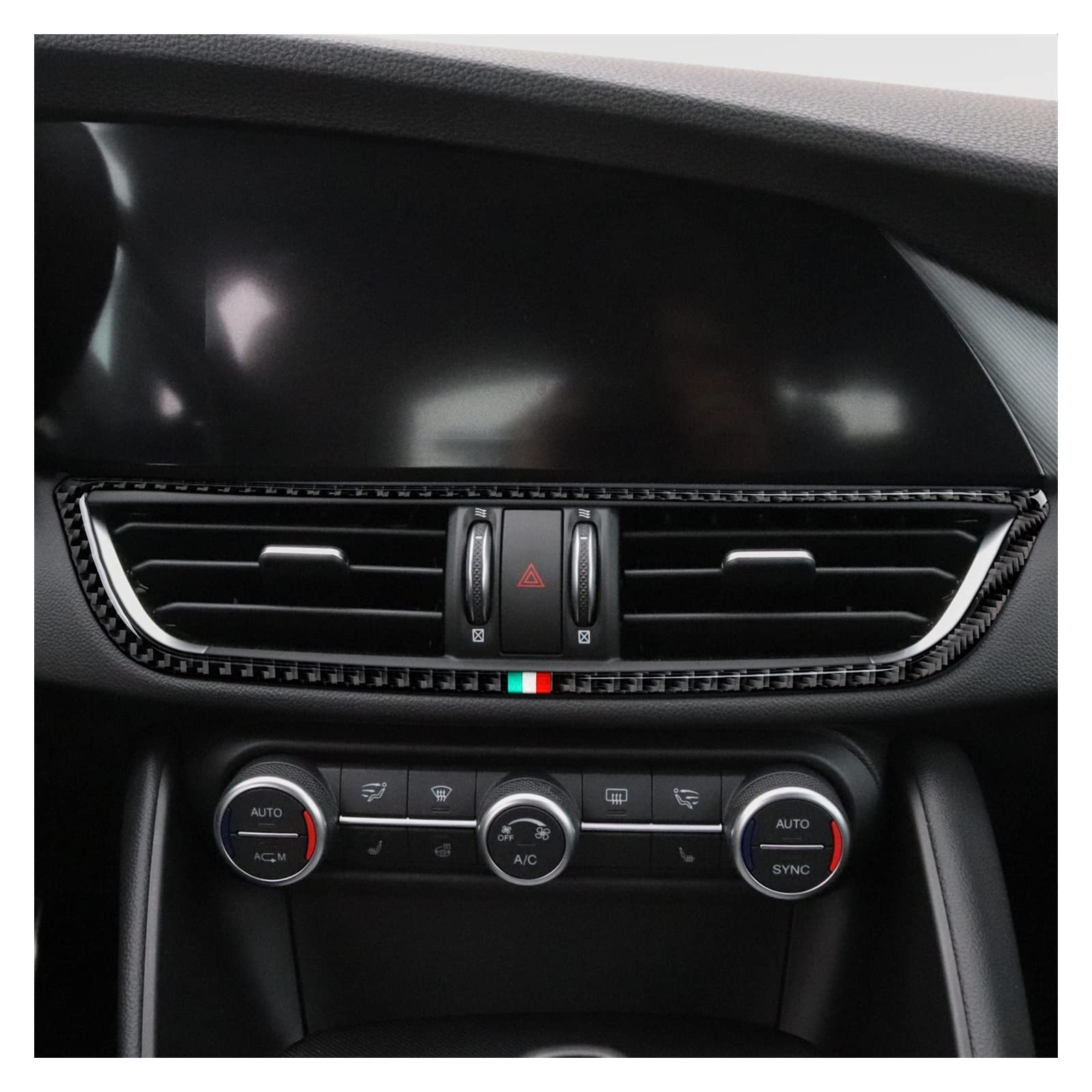 Naklejka na odpowietrznik samochodowy z włókna węglowego konsola środkowa AC naklejki tapicerka dla Alfa Romeo Giulia 952 2017 2018 2019 Auto akcesoria do przycinania straż zestawy naklejek