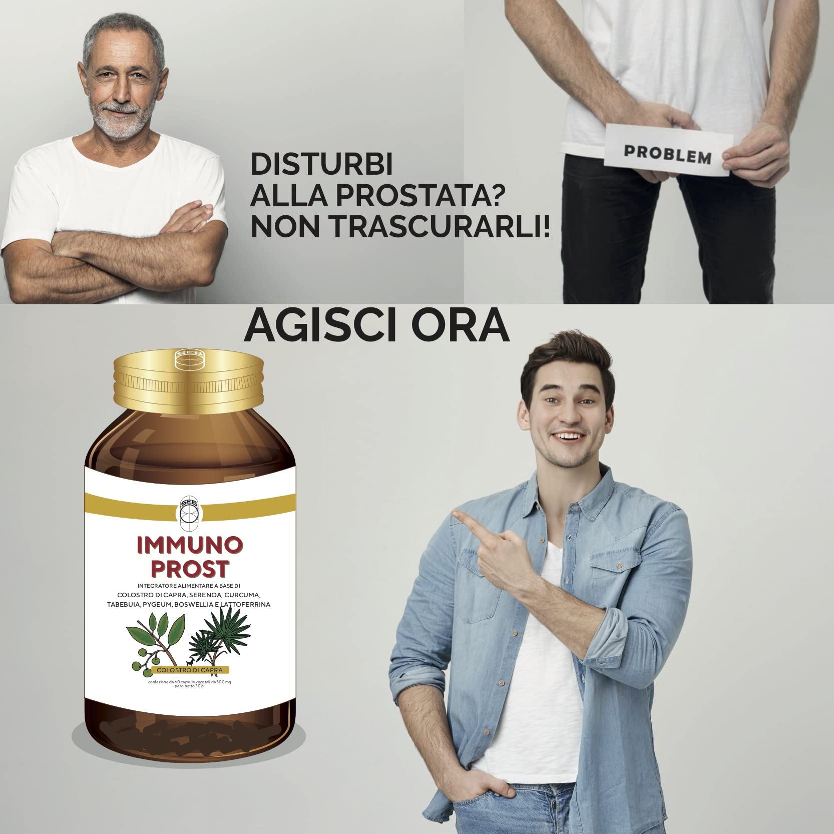 SEB - Immuno Prost - Integratore alimentare naturale per la salute della prostata. Rimedio naturale per contrastare le possibili complicazioni