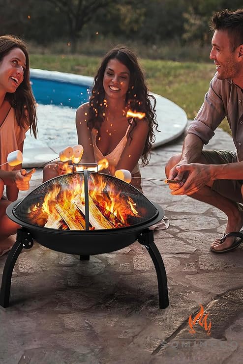 Metal 4 Piece Imported Foldable and Portable Fire Pit-Barbecue Fireplace Garden Heating Camping 54 Cm