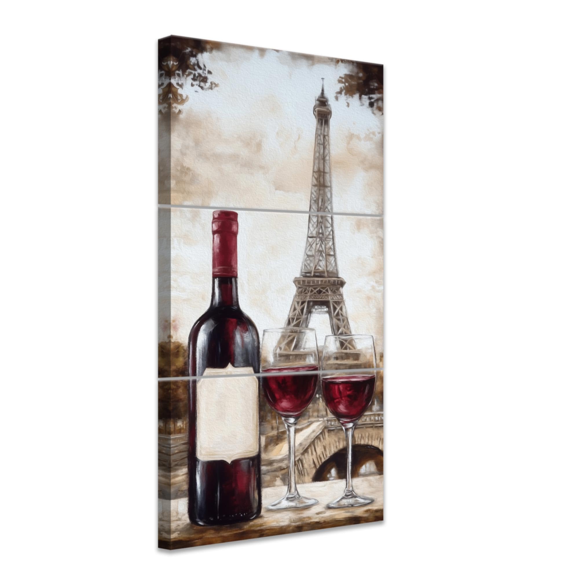 CCWACPP 3 Piece Wine Wall Art Kitchen Picture Wine Cups Paintings Wine Canvas Prints Wine Wall Decor for Dining Room Restaurant Bar Home Framed (30x40cmx3)