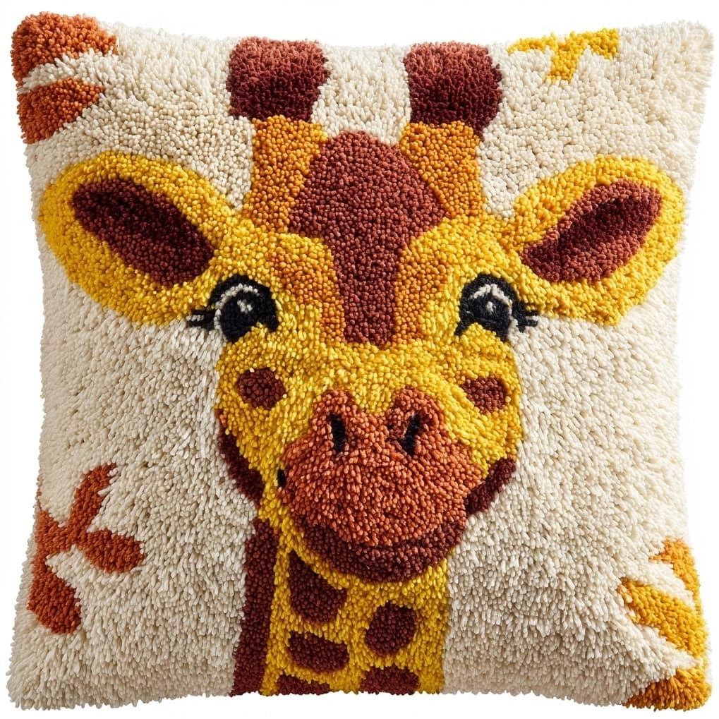 AxiangziK Latch Hook Pillow Kit 17x17in,Cartoon Giraffe