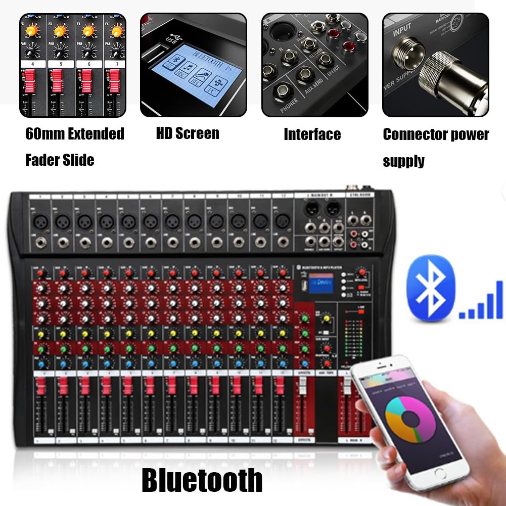 DJミキサーポータブル　オーディオミキサー　Bluetooth パーティスタジオ Amazon | 12/16 チャンネル オーディオミキサー ミキサー オーディオ