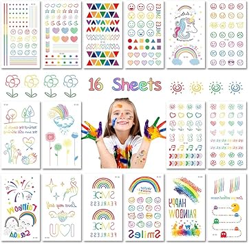 Tatouage Ephemere Serie Arc En Ciel Licorne Colore Fleur Souriant Coeur D Amour Tatouages Temporaire Pour Homme Femme Enfant Etanche Decalcomanie Tattoos Enfants De Fete D Anniversaire Cadeau Amazon Fr Beaute Et Parfum