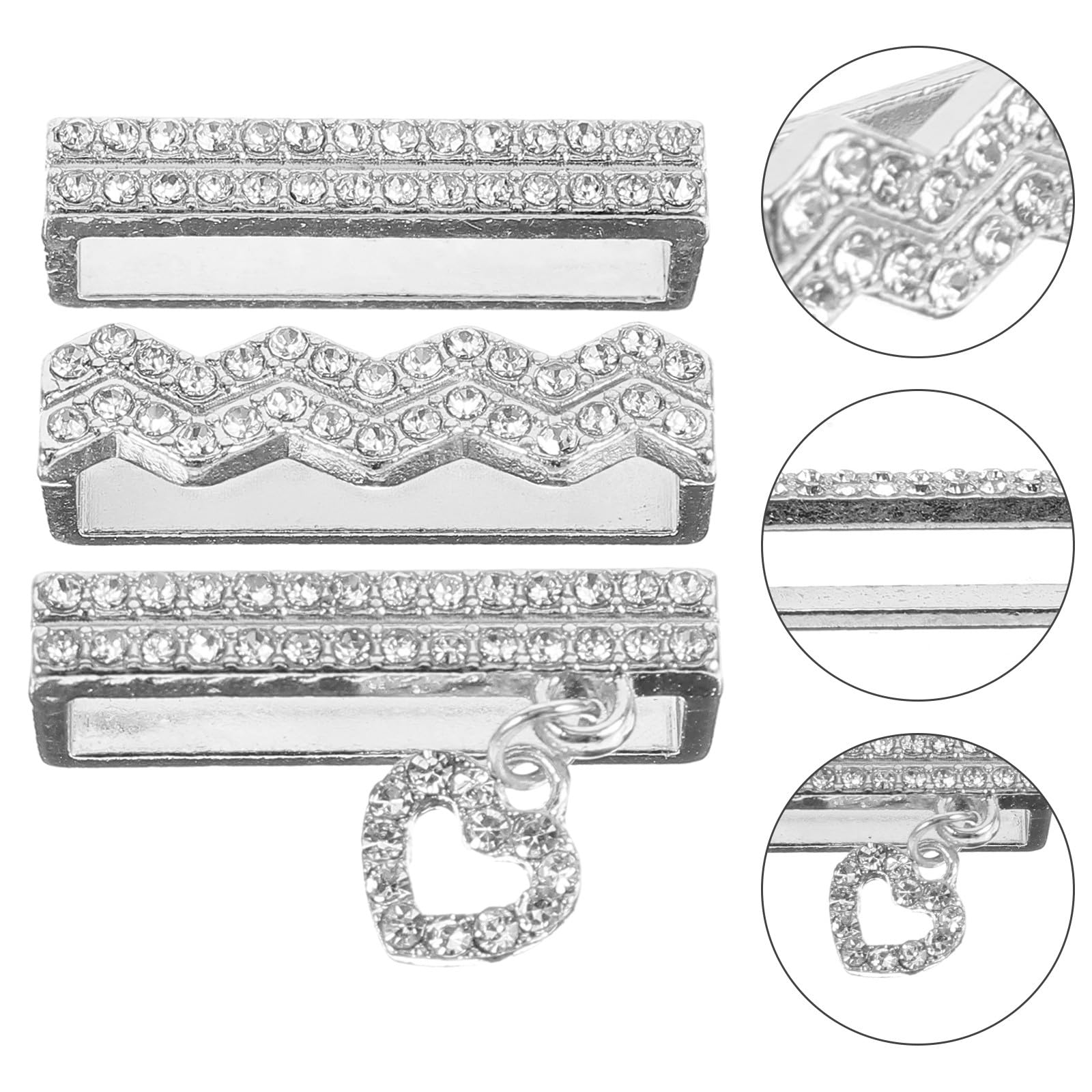 ULTECHNOVO Breloques en Métal pour Bracelet de Montre en Silicone, Lot de 3 Pièces Strass Uniques, Décoration Facile à Utiliser pour Bracelet Montre Connectée Largeur 22mm
