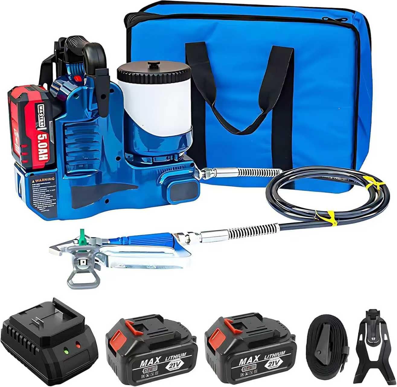 Spruzzatore di Vernice Airless Ad Alta Pressione, Verniciatore A Spruzzo Professionale Portatile, 550W, Senza Fili, Design Ergonomico con Cintura, Utilizzato per Mobili,Blue