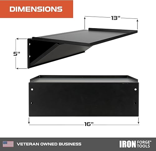 Miniatura 2 de Iron Forge Tools Estante lateral universal para caja de herramientas  16 x 12 pulgadas. Accesorios para carrito de herramientas plegable Bandeja