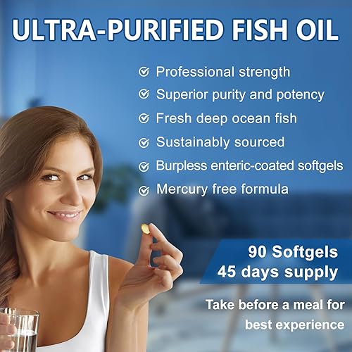 Miniatura 6 de Suplementos de aceite de pescado Omega 3, 1280 mg de ácidos grasos omega-3, incluyendo EPA y DHA, suplementos de aceite de pescado sin eructos