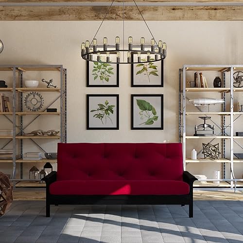 Miniatura 283 de Poly Solid - Colchón de futón completo, 8 pulgadas, color azul polvoriento Negro -,Azul,rosado (Blush Pink),Borgoña,Burnt orange,2-Burnt